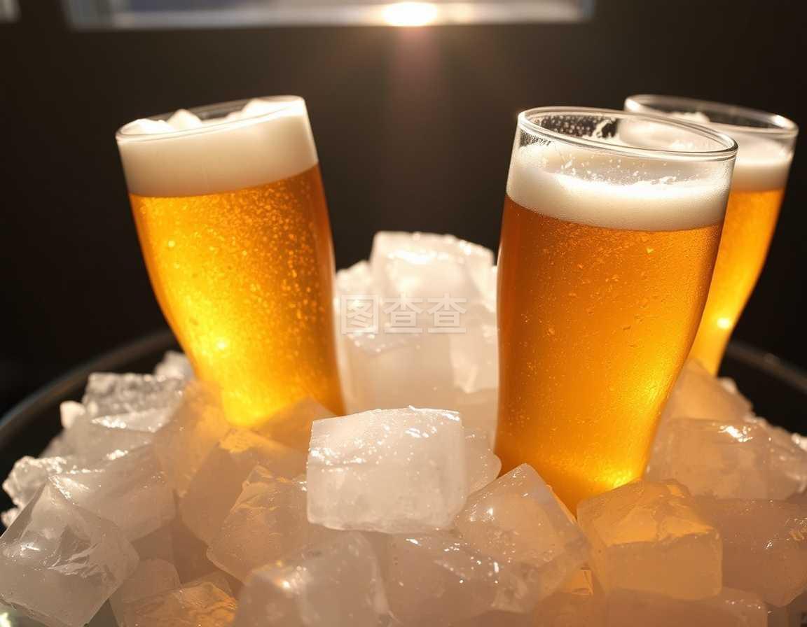 冰中冰镇啤酒